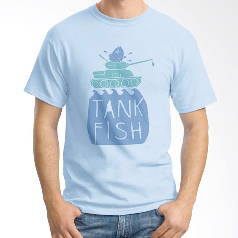 Ordinal Tank Fish Edition Biru Muda T-Shirt Pria Extra diskon 7% setiap hari Extra diskon 5% setiap hari