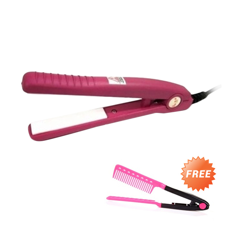 Jual Haidi Catokan  Mini  Pelurus Rambut  Pink Free Sisir 