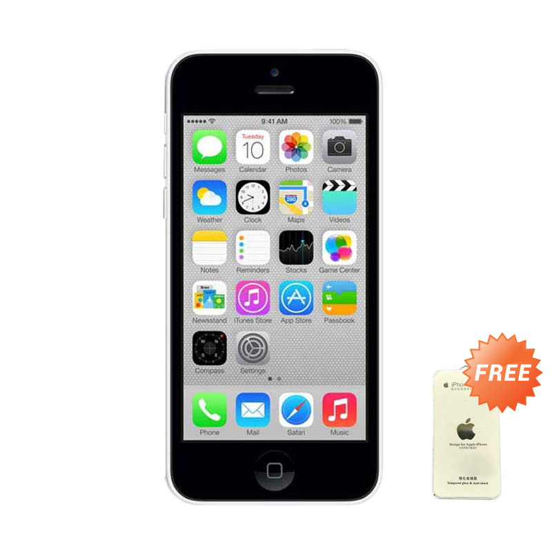 Apple iPhone 5C 16 GB Smartphone - Putih + Free Tempered Glass