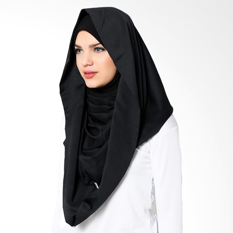 Arela Instant Hoodie Cavali Hijab - Black