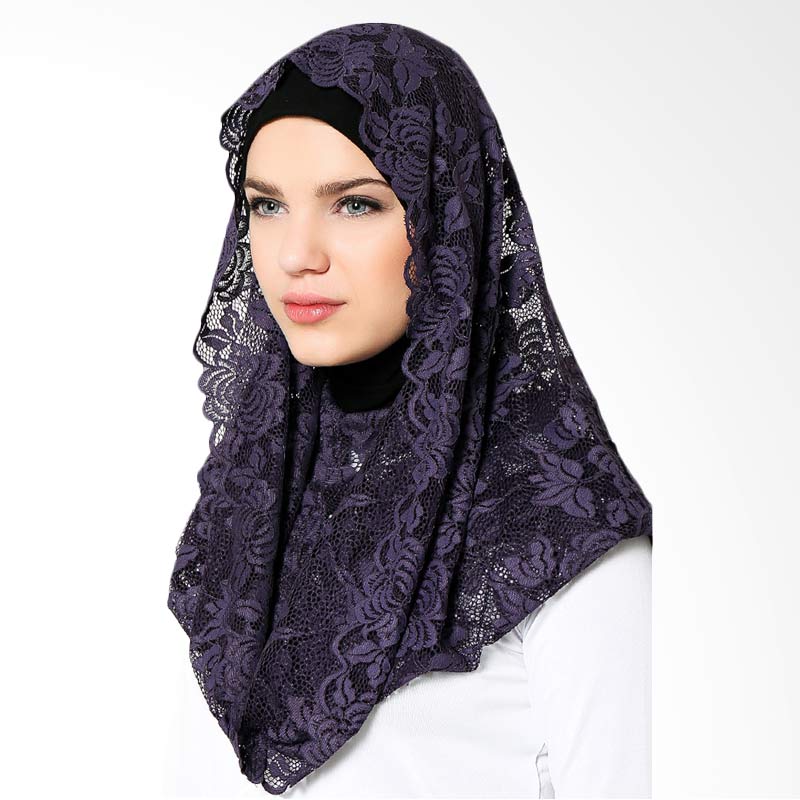 Arela Instant Lacey Hijab - Purple