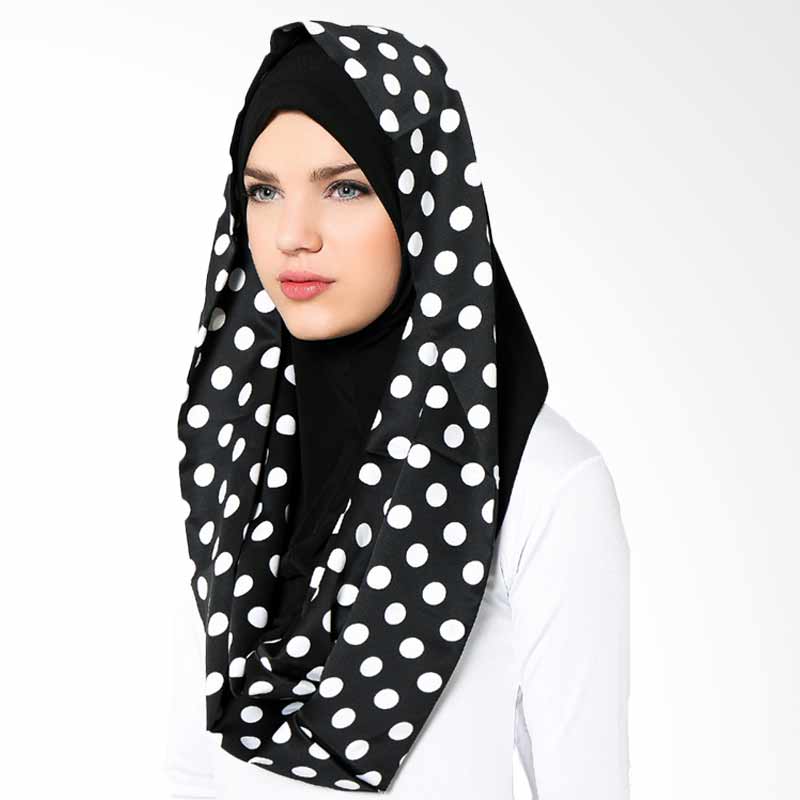 Arela Instant Polkadot Cavali Hijab - Black