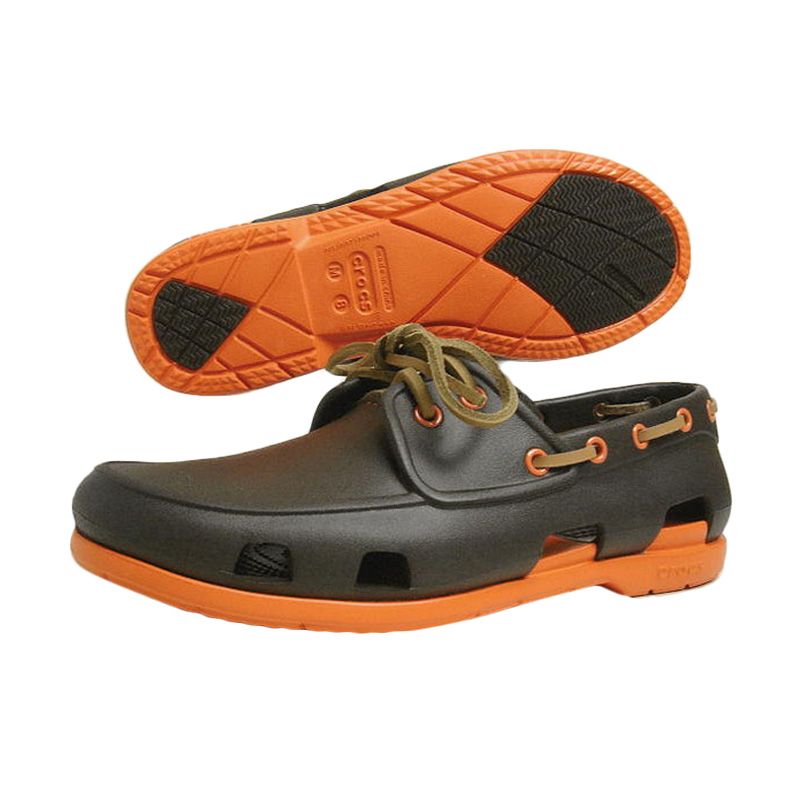 Jual Crocs  Men s Beach Line Boat Espresso Orange Sepatu  