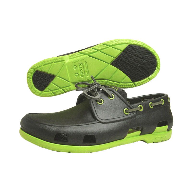 Jual Crocs  Men s Beach Line Boat Onyx Volt Green Sepatu  
