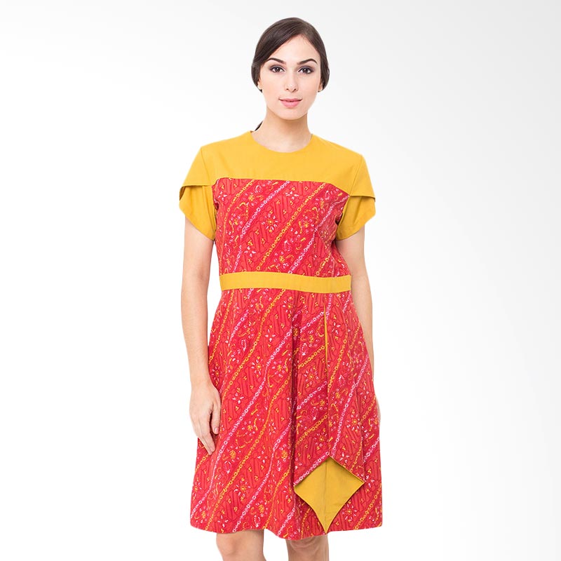 Arya Putri Batik Ariendra Dress Batik Wanita - Orange
