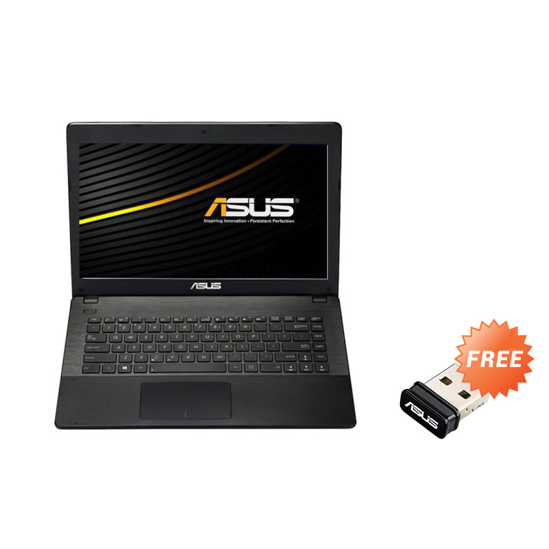 Asus X454YA-WX101D Notebook - Black [14"/E1/Radeon R2/DOS] + Free Asus USB Dongle