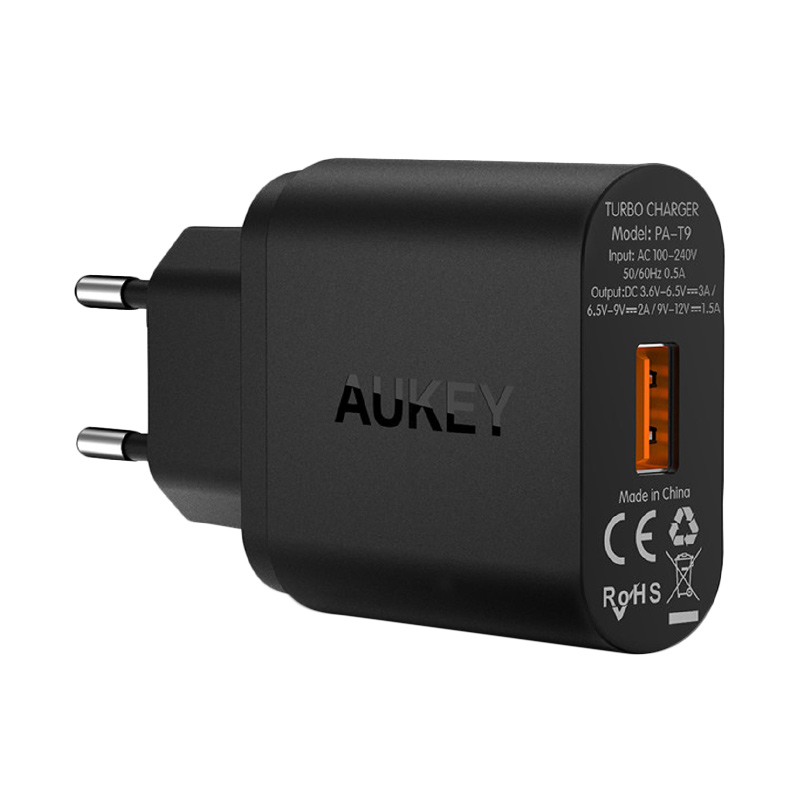 Jual AUKEY PA-T9 Qualcomm Quick Charge 3.0 Wall Charger - Hitam [18 W
