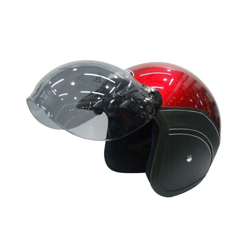Jual AVA Retro Bogo Leather Merah Helm Half Face Online