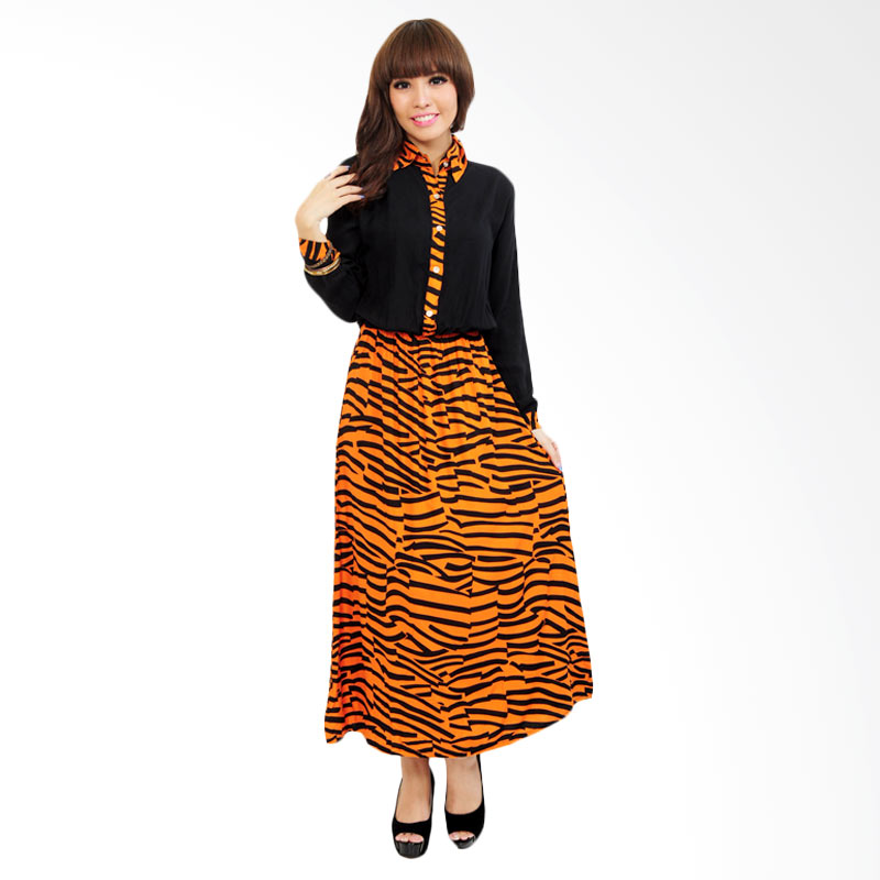 Ayako Fashion Maxi Zebra Dress - Orange
