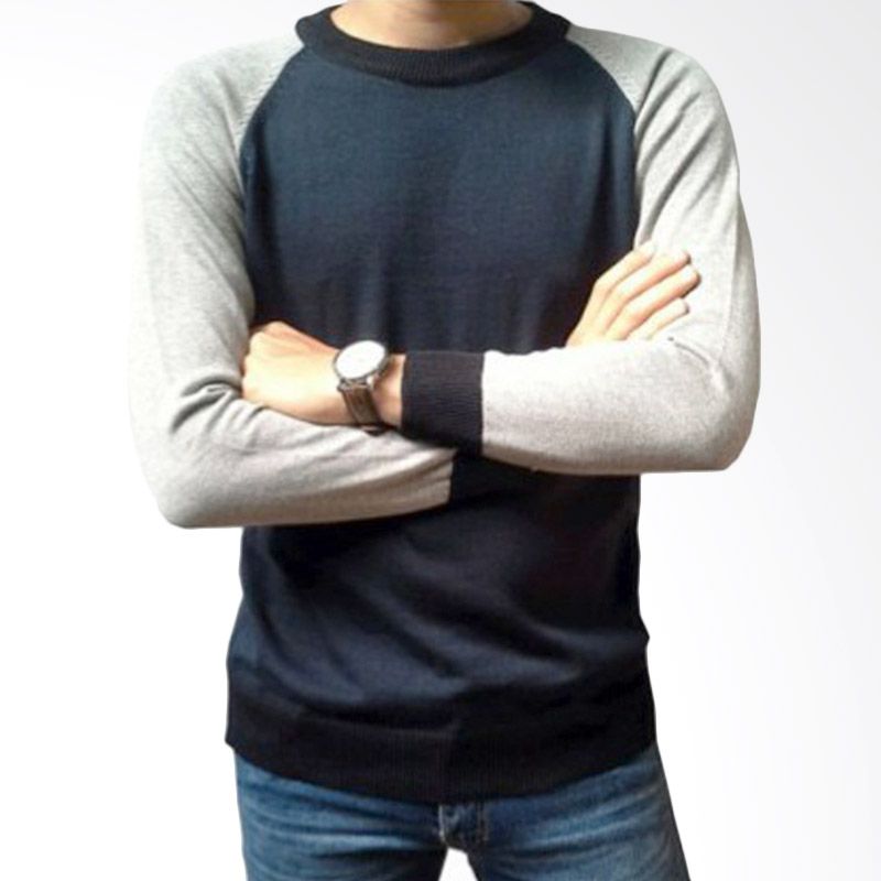 B2 Shop Render Rajut Navy Grey Sweater Pria