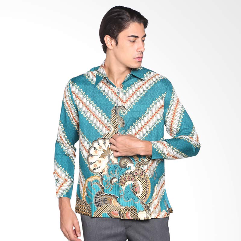 Batik Adikusuma 822481125 Men Parang Merak Kemeja Batik Pria - Hijau