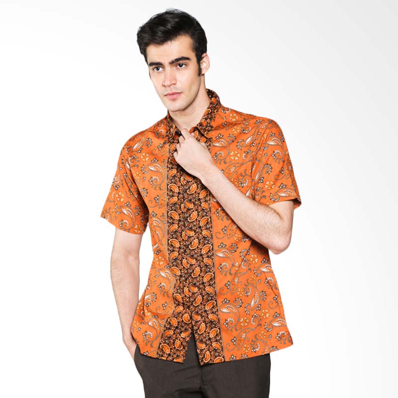 Batik Arjunaweda Men Kembang Parsley 53469115-Brown Kemeja Batik Pria