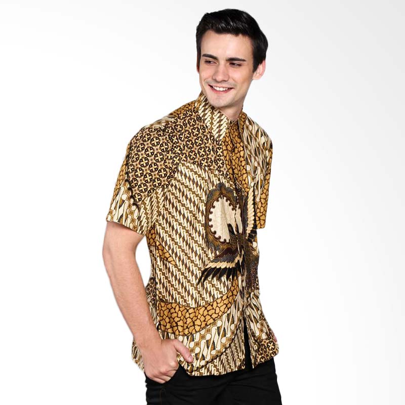 Batik Distro K7786 Motif Gambar Potong Kemeja Pria - Kuning