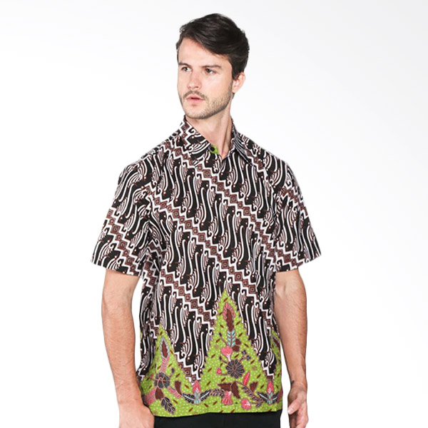 Batik Distro K7881 Motif Parang Besar Kemeja Pria - Hitam