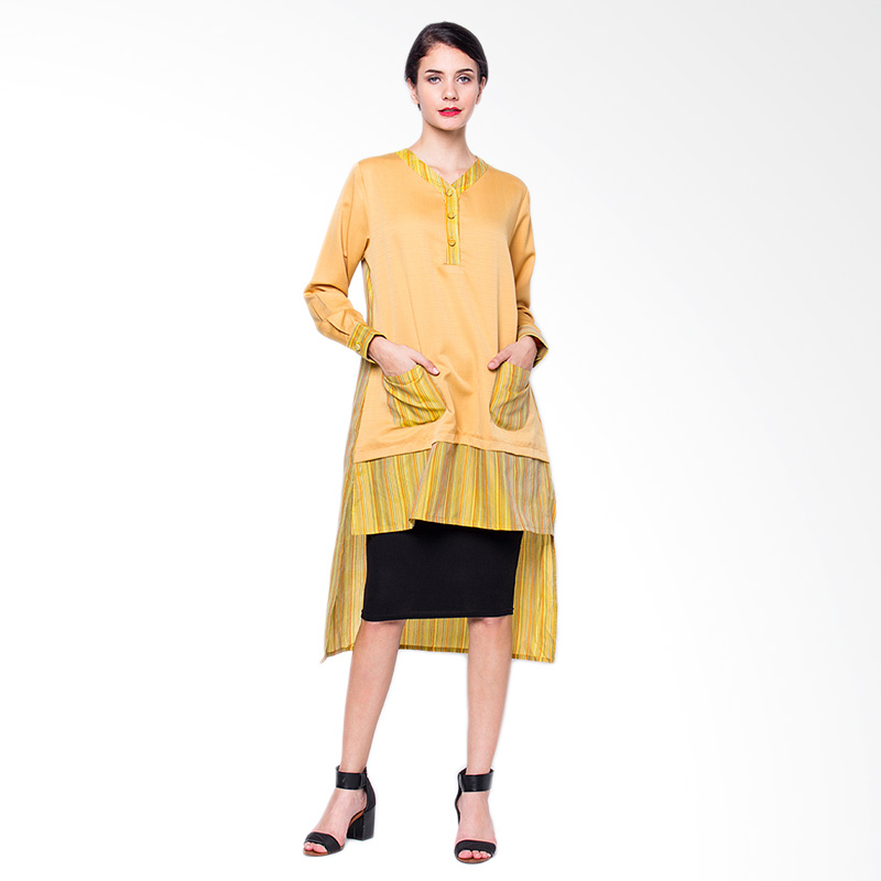 Tunik Lurik Penguin Atasan Wanita - Yellow