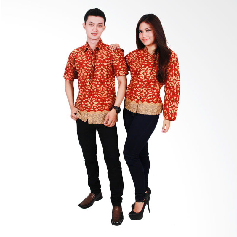 Batik Putri Ayu Solo Batik Sarimbit Blouse SRB 05 Baju Batik Couple - Cokelat
