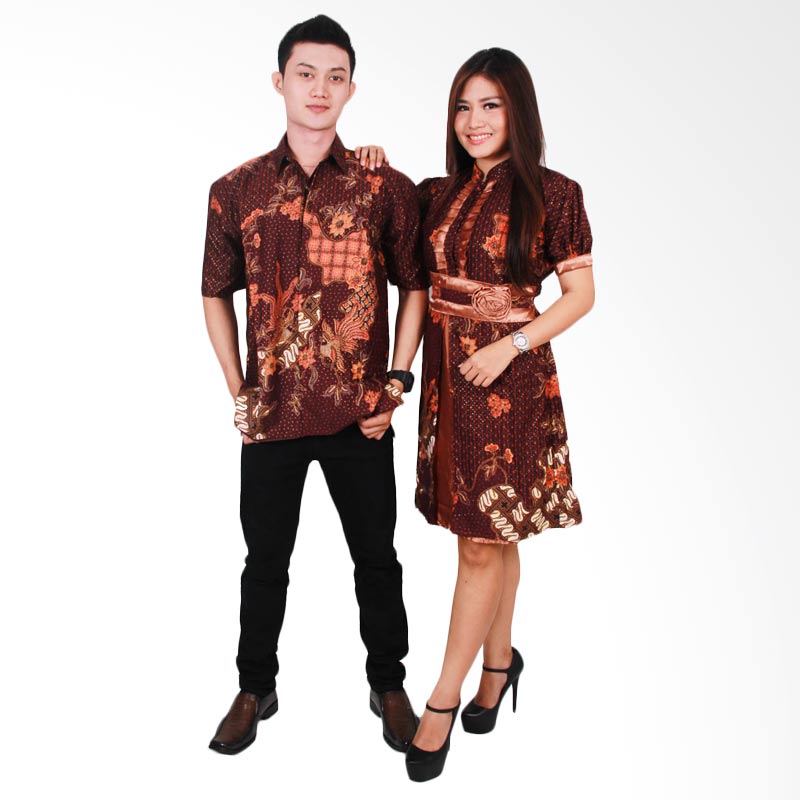 Batik Putri Ayu Solo Batik Sarimbit Dress SRD 32 Baju Batik Couple - Cokelat