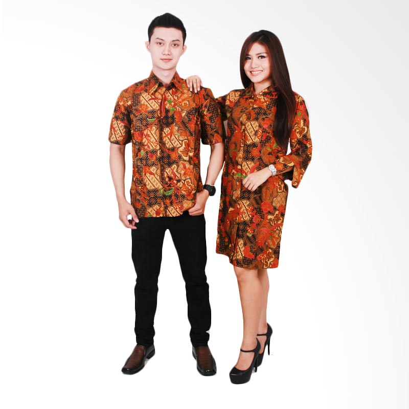 Batik Putri Ayu Solo Batik Sarimbit Dress SRD 34 Baju Batik Couple - Maroon
