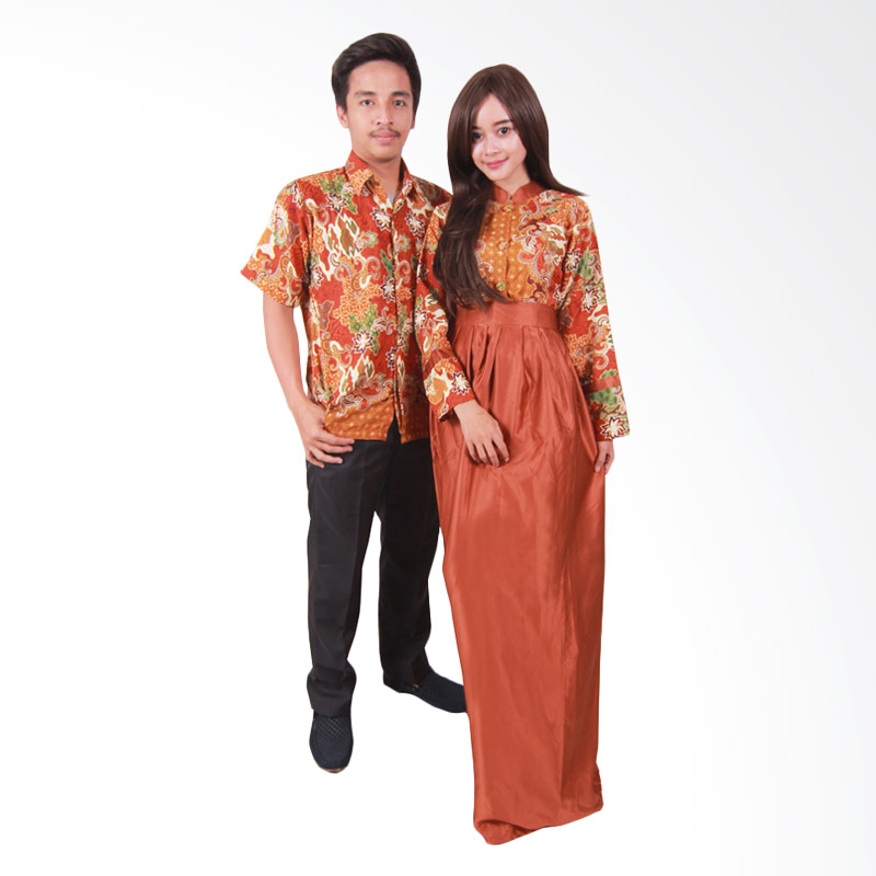Batik Putri Ayu Solo SRG107 Batik Sarimbit Gamis - Coklat