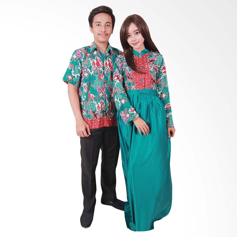 Batik Putri Ayu Solo SRG107 Batik Sarimbit Gamis - Hijau