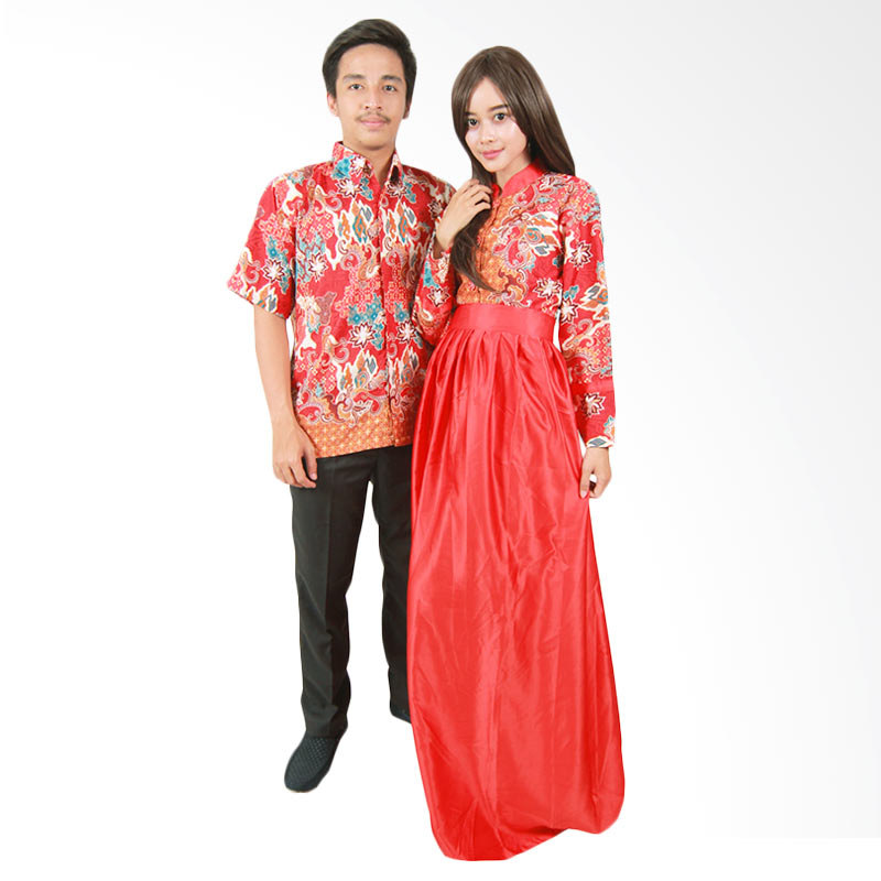 Batik Putri Ayu Solo SRG107 Batik Sarimbit Gamis - Merah