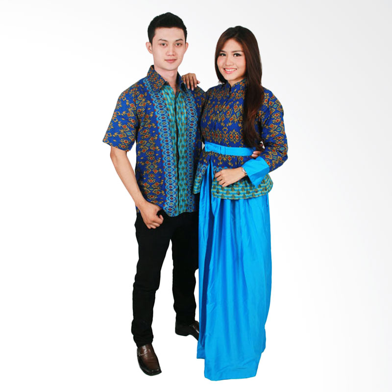 Batik Putri Ayu Solo Sarimbit SRG98 Baju Batik - Biru