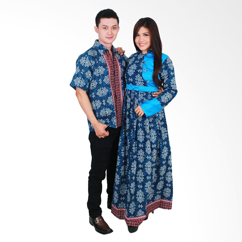 Batik Putri Ayu Solo Sarimbit SRG99 Baju Batik - Biru