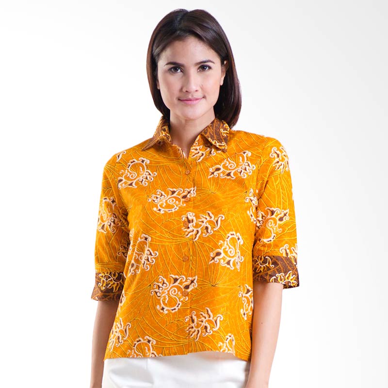 Batik Solo Long Sleeve Cotton LA072 (P2)1 Blouse - Yellow