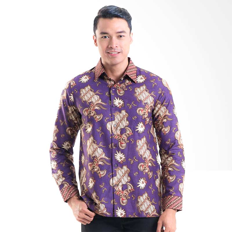 Batik Solo Cotton 16/CM010B (P3) Kemeja Batik Pria - Purple