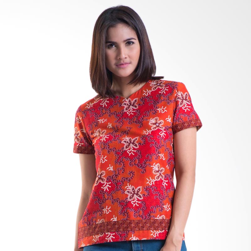 Batik Solo Short Sleeve Cotton LA070 (P2)2 Blouse - Red