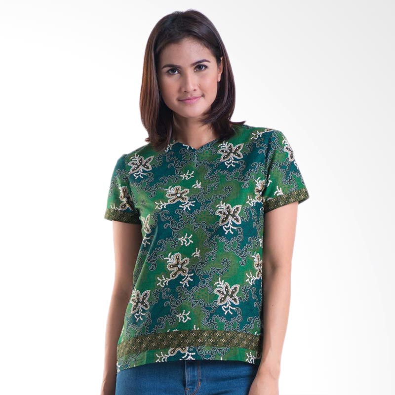 Batik Solo Short Sleeve Cotton LA070 (P2)3 Blouse - Green