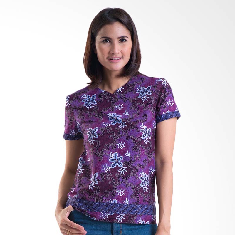 Batik Solo Short Sleeve Cotton LA070 (P2)4 Blouse - Purple