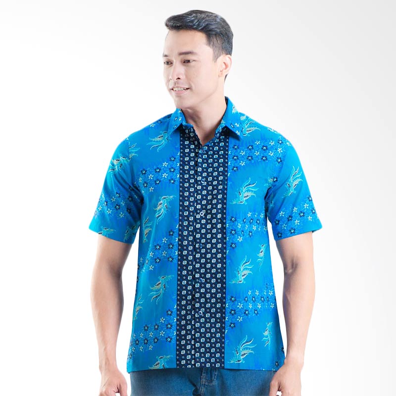 Batik Solo Cotton Shirt 16/CM010A (P1) Batik Pria - Blue
