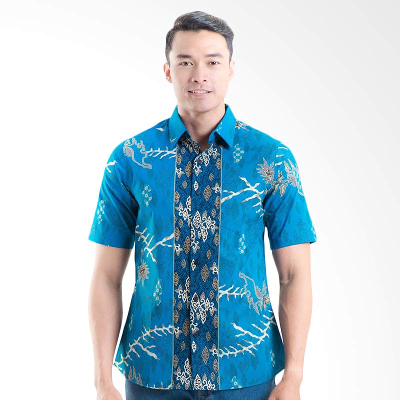 Batik Solo Cotton Shirt 16/CM010C (P1) Batik Pria - Blue