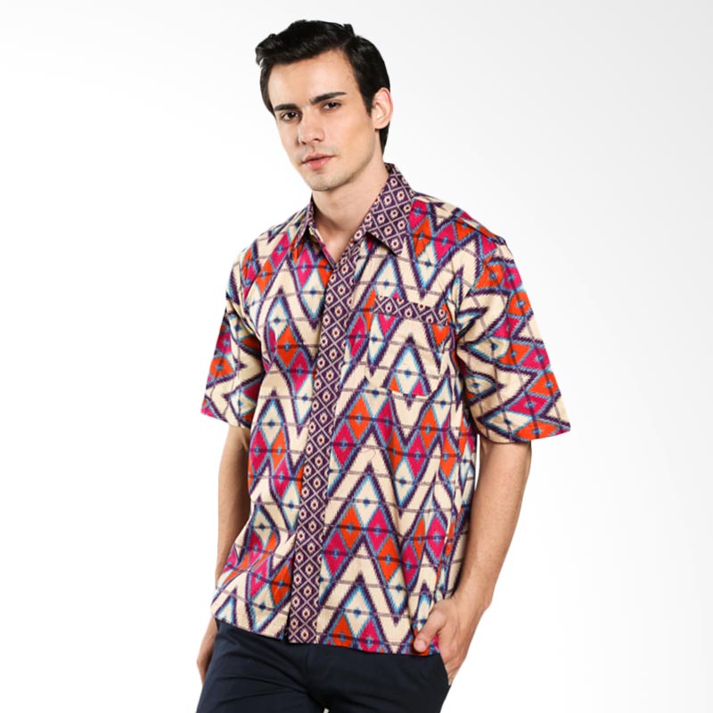 Batik U Men Aria Zig Zag mix B-M-S016 Pink Baju Batik Pria