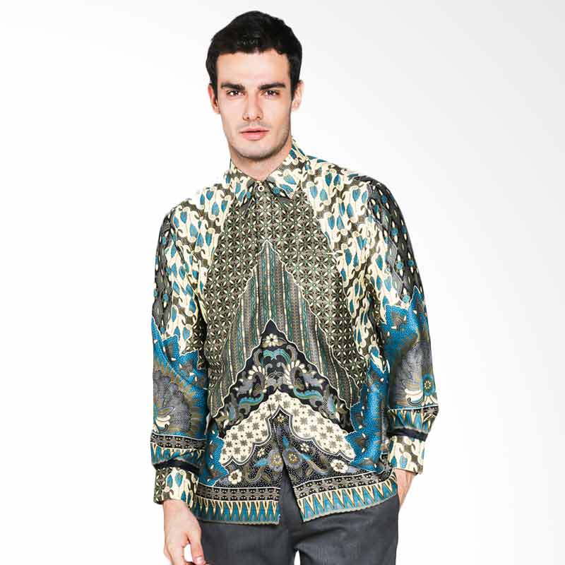 Batik Waskito KB 59049 Long Sleeve Silk Shirt Batik Pria - Green