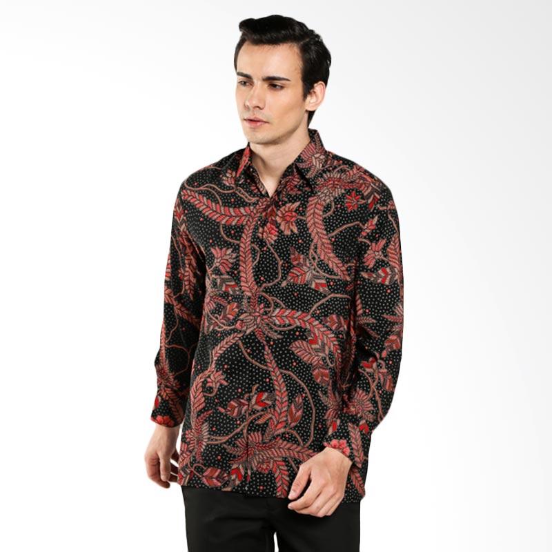 Jual Batik Waskito Long Sleeve Silk Shirt KB 10480 Black