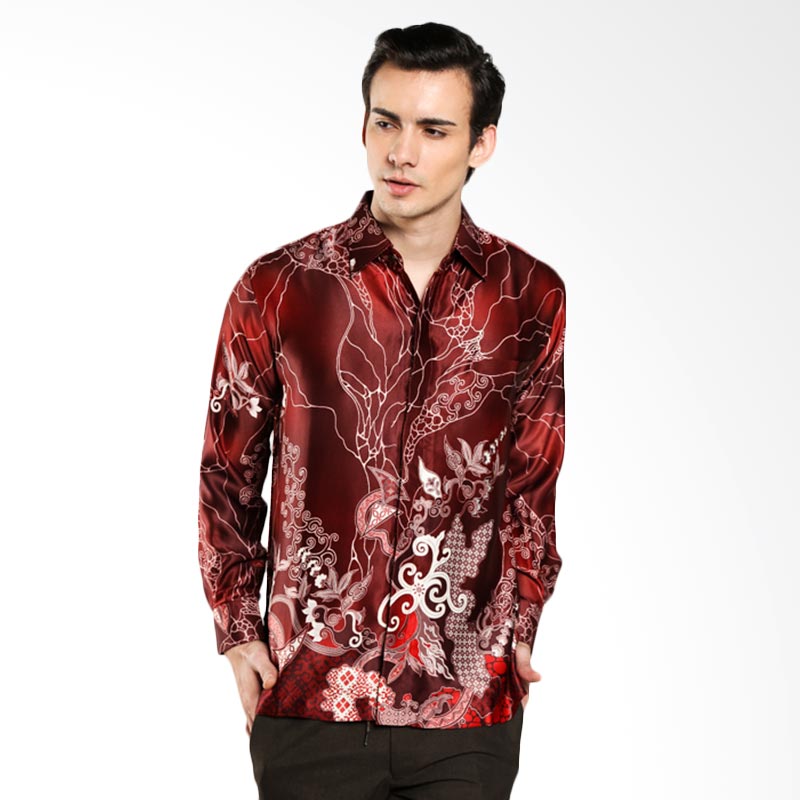 Jual Batik Waskito Long Sleeve Silk Shirt KB 69038 Red 