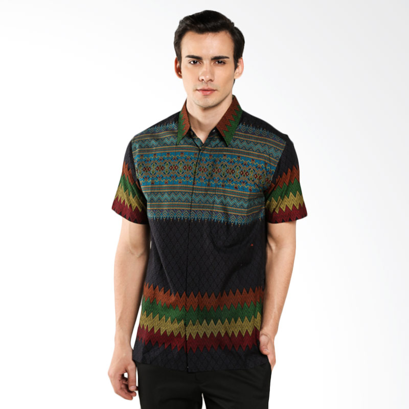 Kamis Ganteng - Batik Waskito Short Sleeve Cotton Shirt HB 8086 Grey Kemeja Batik Pria XL