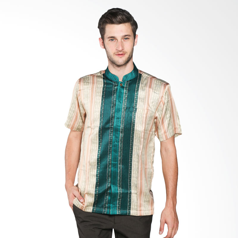 Batik Waskito Short Sleeve Silk Shirt HB B 14584 Green