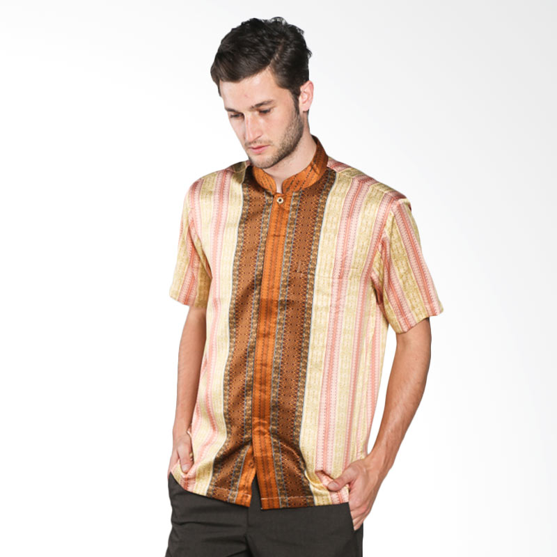 Batik Waskito HB B 14584 Short Sleeve Silk Shirt - Yellow