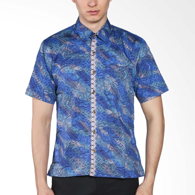 Bemito Hem Kemeja Batik Pria - Biru