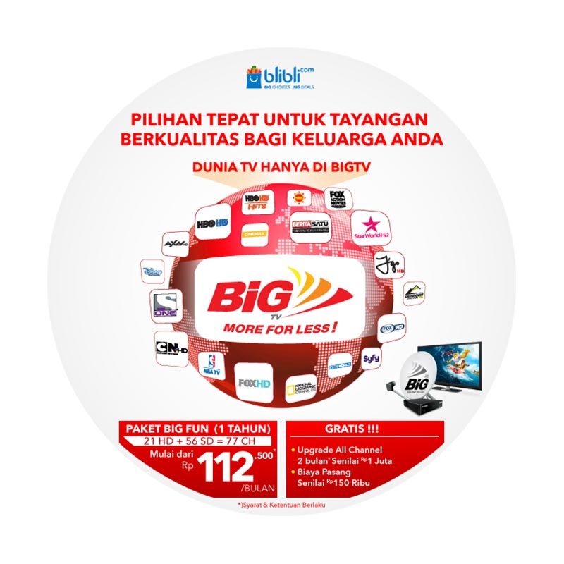 Jual Bigtv Paket Reguler Big Fun Online Mei 2021 Blibli