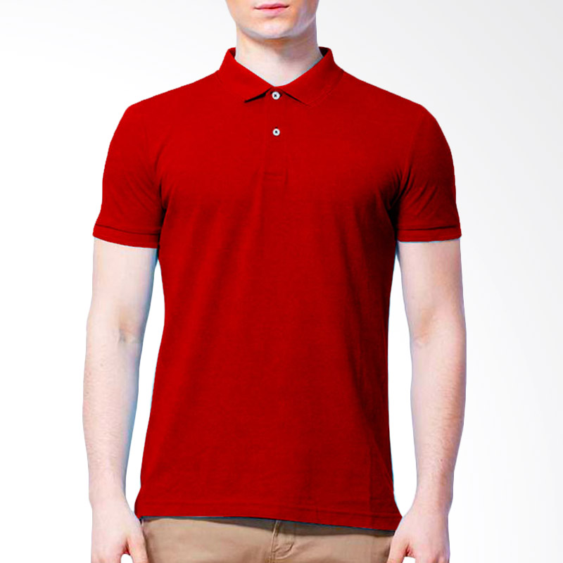 Jual BKP Kaos Kerah Basic Colour Bahan Lacost Polo Shirt - Merah di