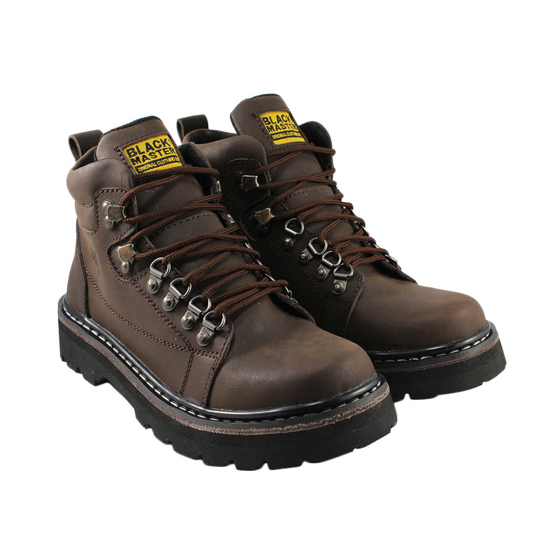 Black Master Armoy Kulit Asli Sepatu Boots Pria - Brown