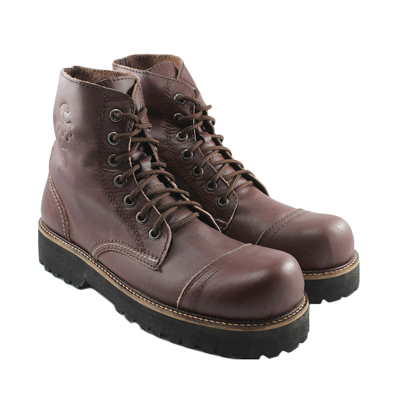 Black Master Kulit Asli Underground Sepatu Boots Pria - Brown