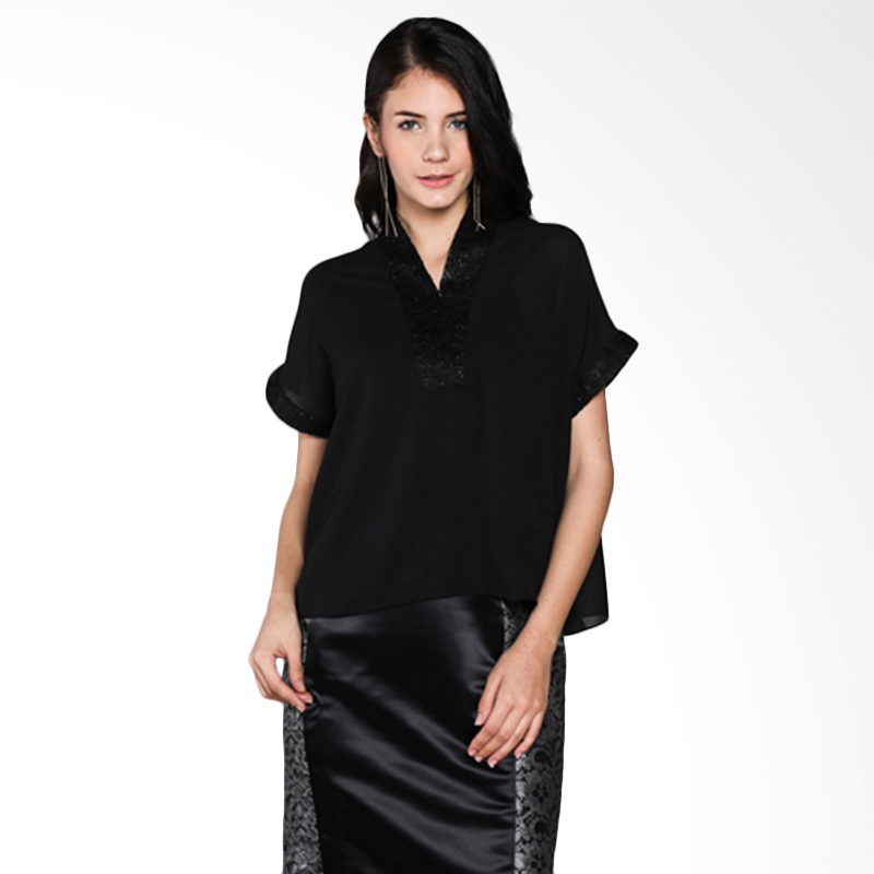 Jual Vanny Gunawan Lebar Sifon Atasan Wanita - Hitam