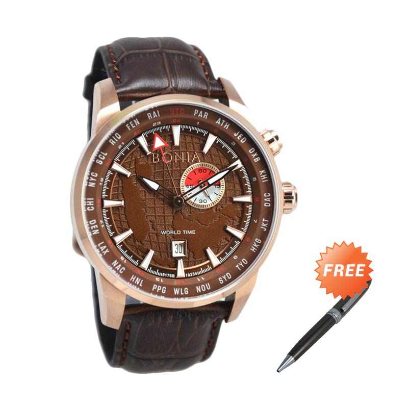 Bonia BNB10254-1545 Jam Tangan Pria + Free Pen