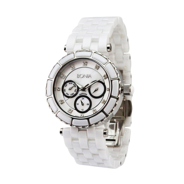 Bonia Premio Ceramic B863-2457M Jam Tangan Wanita - White Silver