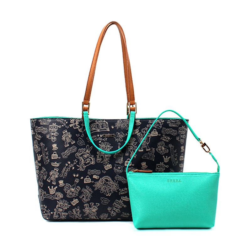 Jual BRERA Scribble Print Daily Shopper Navy Blue Tas Tangan di